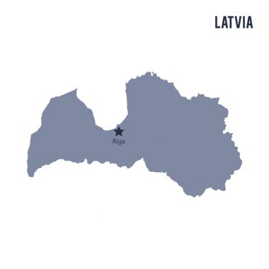 Beyaz arka plan üzerinde izole Letonya Haritası vektör.