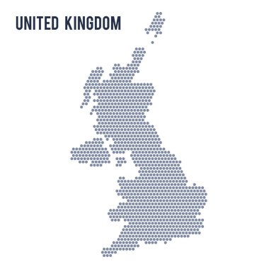Vektör altıgen harita İngiltere beyaz arka plan üzerinde izole