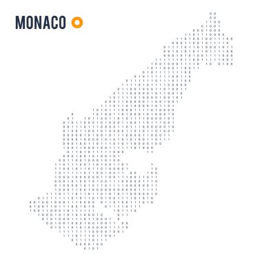 İkili kod vektör stilize beyaz arka plan üzerinde izole Monako Haritası