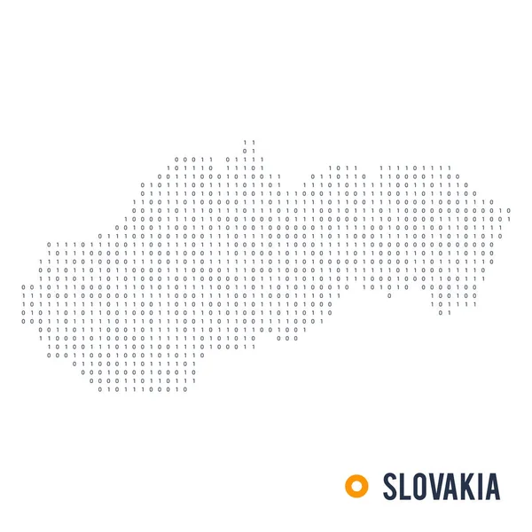 Vector de código binario mapa estilizado de Eslovaquia aislado sobre fondo blanco — Archivo Imágenes Vectoriales