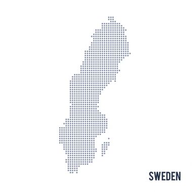 Beyaz arka plan üzerinde izole İsveç vektör noktalı Haritası .