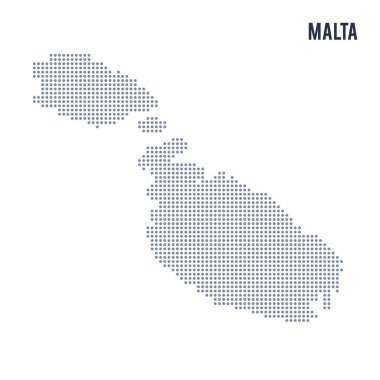 Vektör noktalı beyaz arka plan üzerinde izole Malta Haritası .