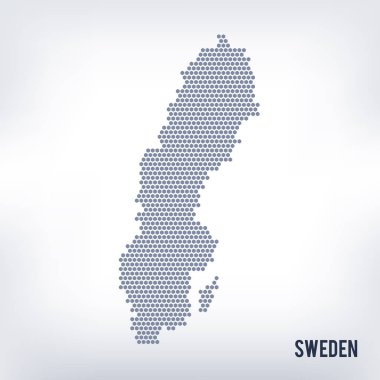 Vektör altıgen harita İsveç'in gri bir arka plan üzerinde