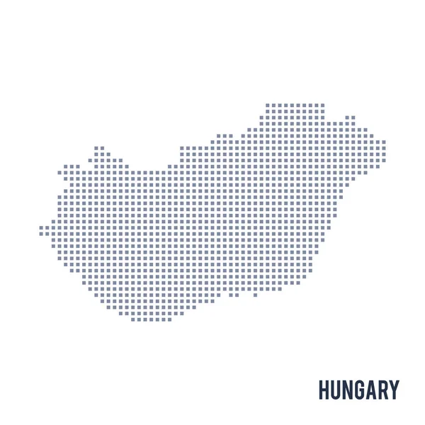 Mapa de píxeles vectoriales de Hungría aislado sobre fondo blanco — Archivo Imágenes Vectoriales
