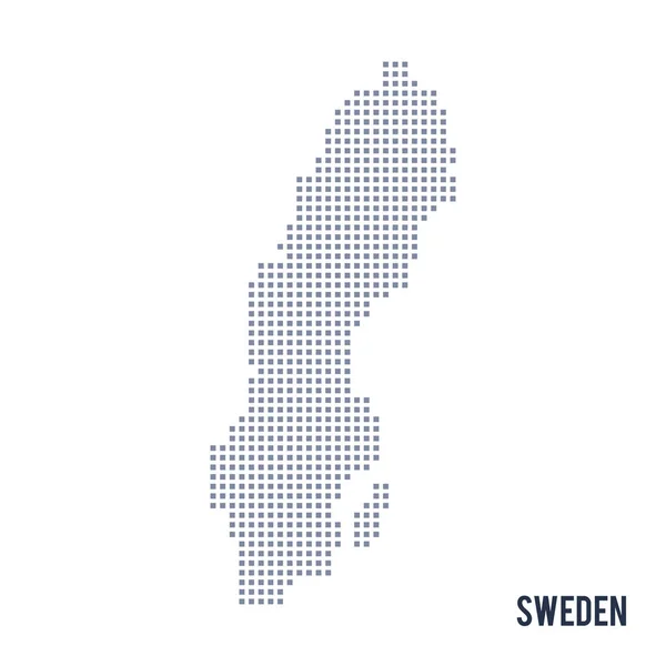Vector pixel kort over Sverige isoleret på hvid baggrund – Stock-vektor