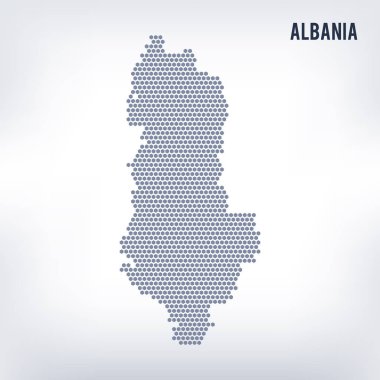 Vektör altıgen harita Arnavutluk gri bir arka plan üzerinde