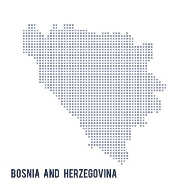 Vektör piksel harita Bosna Hersek beyaz arka plan üzerinde izole