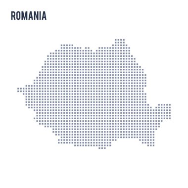 Vektör piksel beyaz arka plan üzerinde izole Romanya Haritası