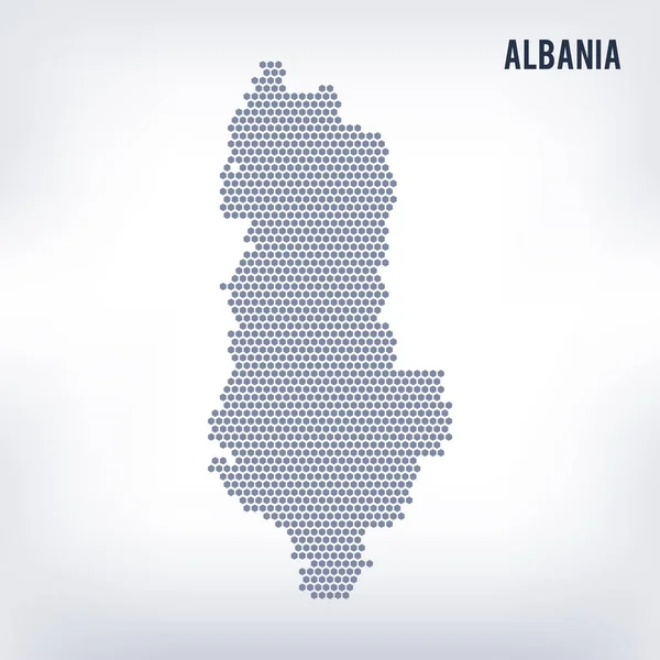 Vektör altıgen harita Arnavutluk gri bir arka plan üzerinde