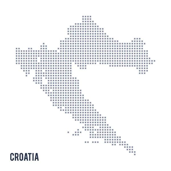Vektoros pixel Térkép Horvátország elszigetelt fehér background — Stock Vector