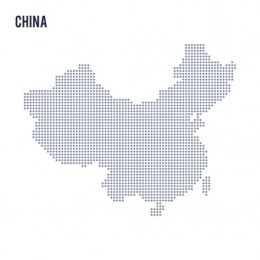 Beyaz arka plan üzerinde izole Çin vektör noktalı Haritası .