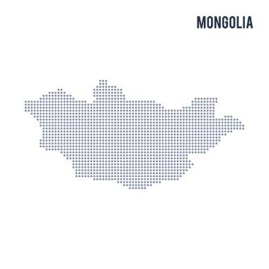 Vektör noktalı beyaz arka plan üzerinde izole Moğolistan Haritası .