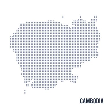 Vektör piksel beyaz arka plan üzerinde izole Kamboçya Haritası