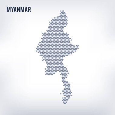 Vektör altıgen Myanmar haritası üzerinde gri bir arka plan