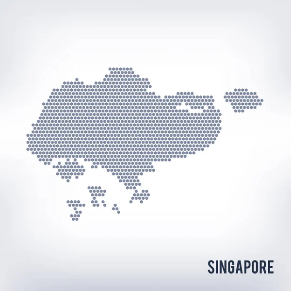 Векторная шестиугольная карта Сингапура на сером фоне — стоковый вектор