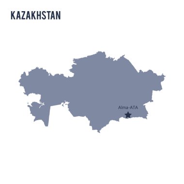 Beyaz arka plan üzerinde izole Kazakistan Haritası vektör.