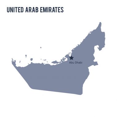 Birleşik Arap Emirlikleri beyaz arka plan üzerinde izole vektör harita.