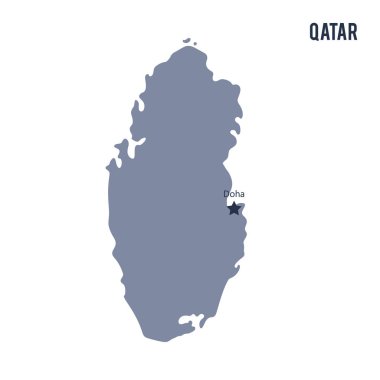 Beyaz arka plan üzerinde izole Katar Haritası vektör.