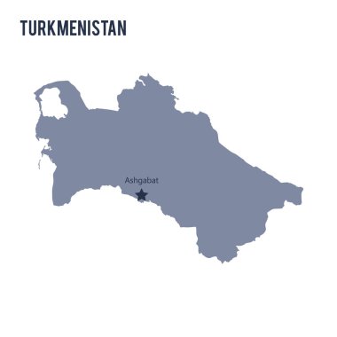 Beyaz arka plan üzerinde izole Türkmenistan vektör harita.