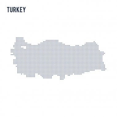 Vektör noktalı beyaz arka plan üzerinde izole Türkiye Haritası .