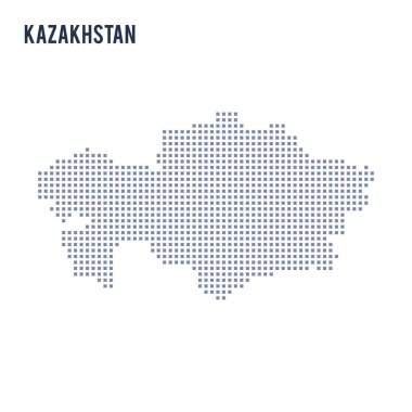 Vektör piksel beyaz arka plan üzerinde izole Kazakistan Haritası