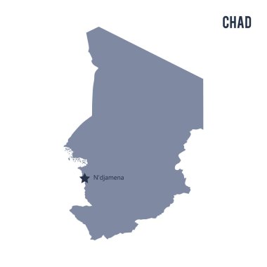 Beyaz arka plan üzerinde izole Çad Haritası vektör.