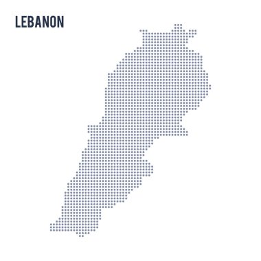 Vektör noktalı beyaz arka plan üzerinde izole Lübnan Haritası .