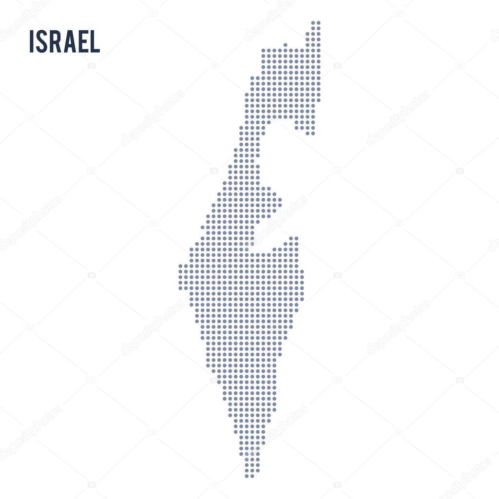 Vector dotted map of Israel isolated on white background .