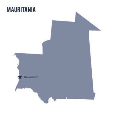 Beyaz arka plan üzerinde izole Moritanya Haritası vektör.