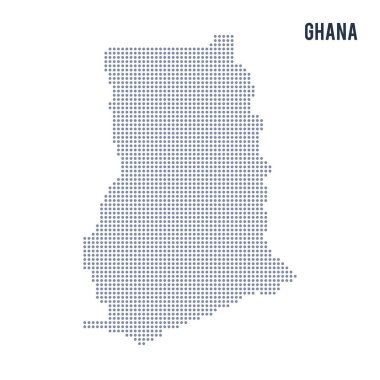 Vektör noktalı beyaz arka plan üzerinde izole Gana Haritası .