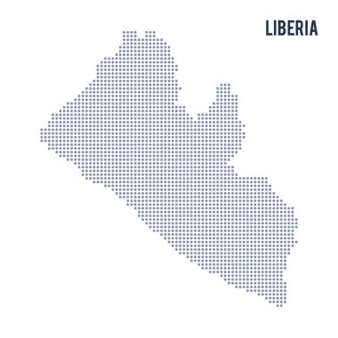 Vektör noktalı beyaz arka plan üzerinde izole Liberya Haritası .