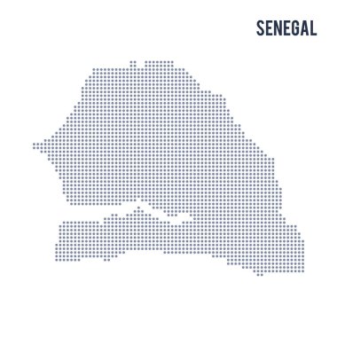 Beyaz arka plan üzerinde izole Senegal vektör noktalı Haritası .