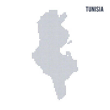 Vektör noktalı beyaz arka plan üzerinde izole Tunus Haritası .