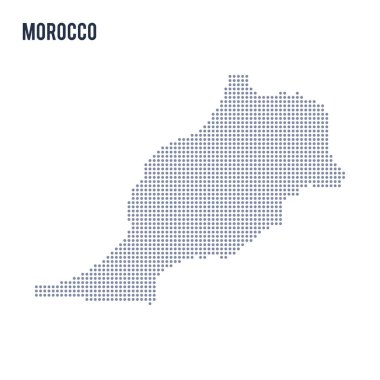 Vektör noktalı beyaz arka plan üzerinde izole Fas Haritası .