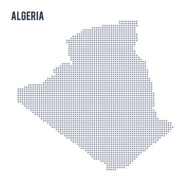 Vektör noktalı beyaz arka plan üzerinde izole Cezayir Haritası .
