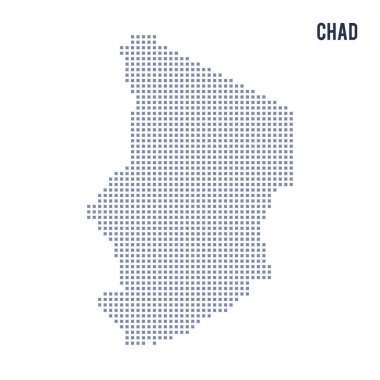 Vektör piksel beyaz arka plan üzerinde izole Çad Haritası