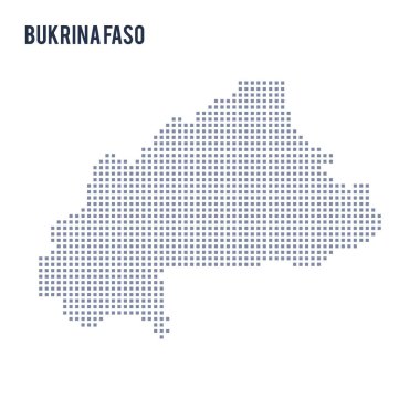 Beyaz arka plan üzerinde vektör piksel Bukina Faso Haritası izole