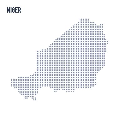 Vektör piksel beyaz arka plan üzerinde izole Nijer Haritası