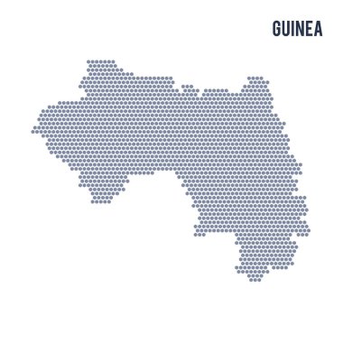 Vektör altıgen Gine haritası üzerinde beyaz bir arka plan