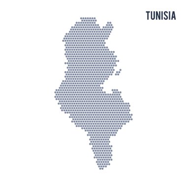 Beyaz bir arka plan üzerinde vektör altıgen harita Tunus