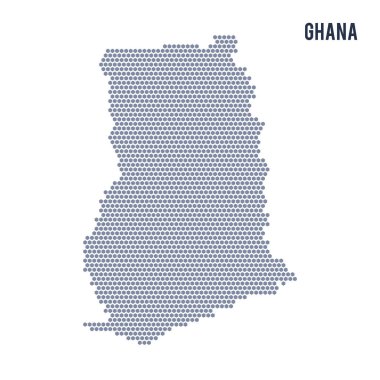 Vektör altıgen Gana Haritası üzerinde beyaz bir arka plan