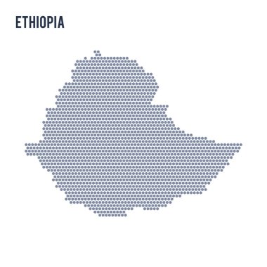 Vektör altıgen Etiyopya Haritası üzerinde beyaz bir arka plan