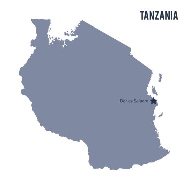 Beyaz arka plan üzerinde izole Tanzanya Haritası vektör.