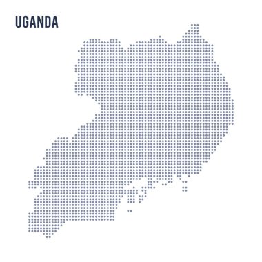 Vektör noktalı beyaz arka plan üzerinde izole Uganda Haritası .