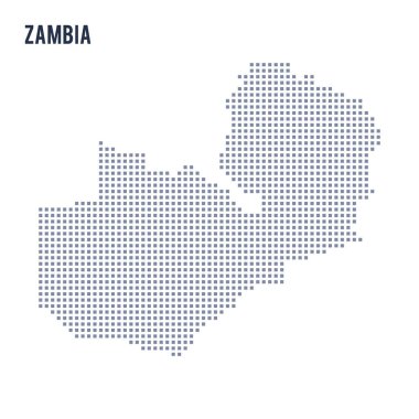 Vektör piksel beyaz arka plan üzerinde izole Zambiya Haritası