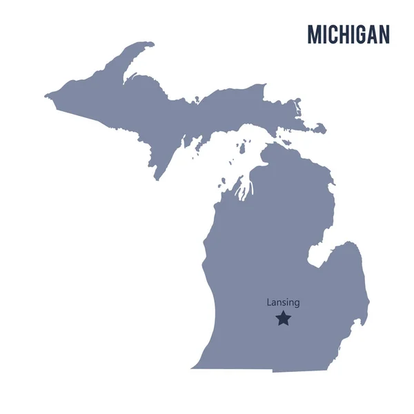 Mapa vetorial Estado de Michigan isolado sobre fundo branco . — Vetor de Stock