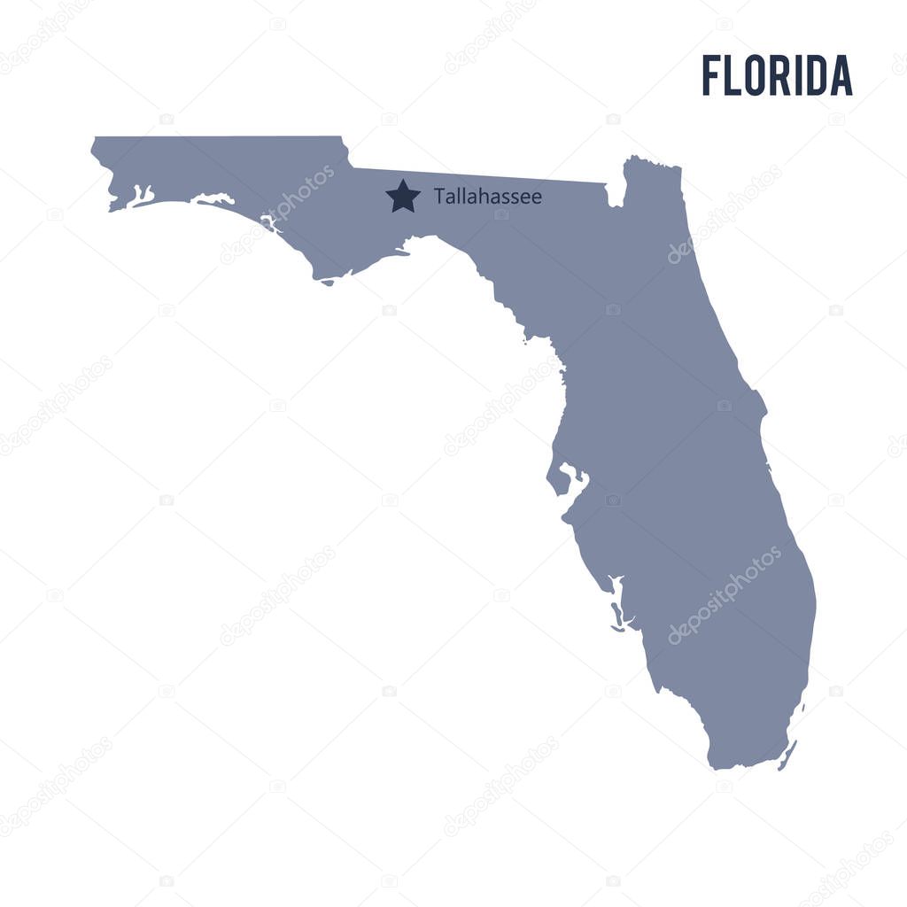 Vector map State of Florida isolated on white background.