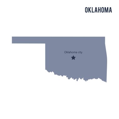 Vektör harita üzerinde beyaz arka plan izole Oklahoma eyalet.