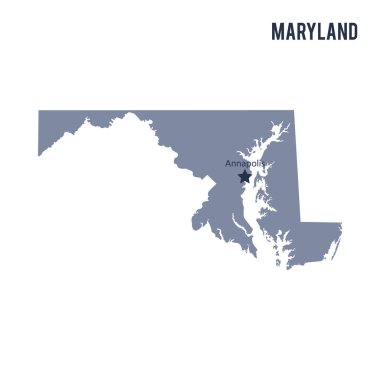 Vektör harita üzerinde beyaz arka plan izole Maryland devlet.
