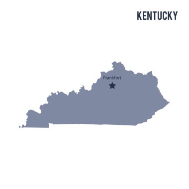 Vektör harita üzerinde beyaz arka plan izole Kentucky Eyalet.